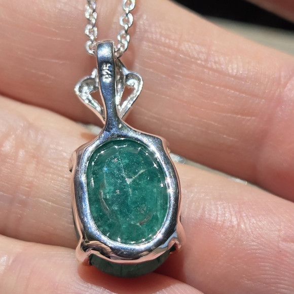 Green Beryl 9k & citrine sterling & gold crown pineapple necklace 18" - Picture 6 of 7